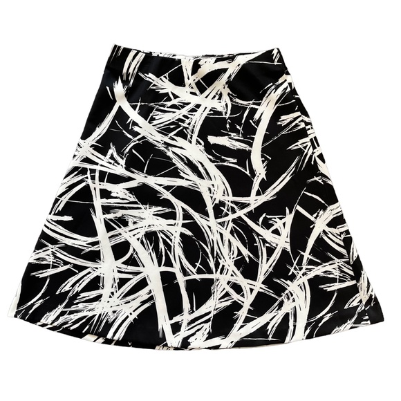 Eci New York Black and White Brushstroke Patterned Full Skirt, Size Small - Picture 1 of 4